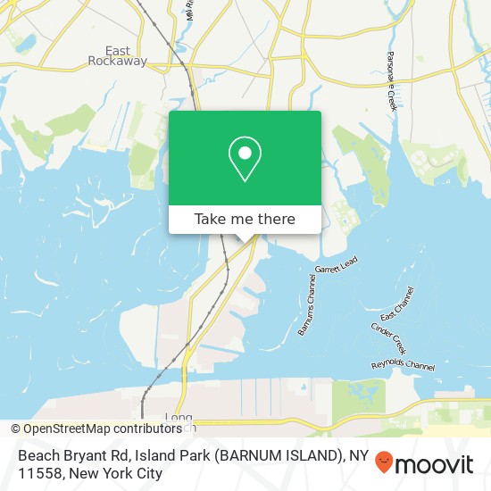 Mapa de Beach Bryant Rd, Island Park (BARNUM ISLAND), NY 11558