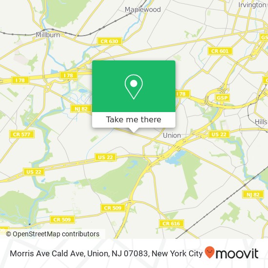 Mapa de Morris Ave Cald Ave, Union, NJ 07083