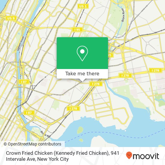Mapa de Crown Fried Chicken (Kennedy Fried Chicken), 941 Intervale Ave