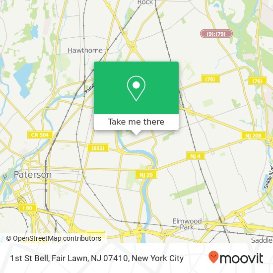 Mapa de 1st St Bell, Fair Lawn, NJ 07410