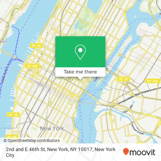 Mapa de 2nd and E 46th St, New York, NY 10017