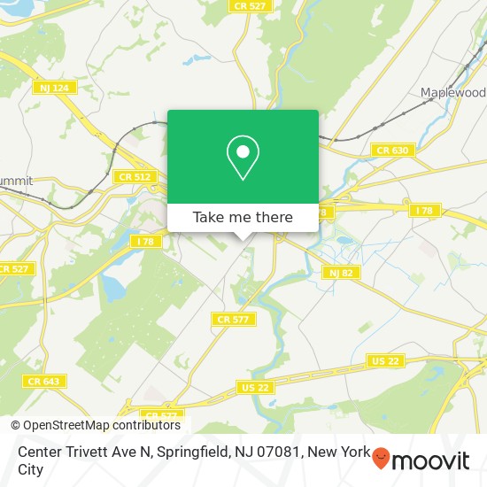 Mapa de Center Trivett Ave N, Springfield, NJ 07081