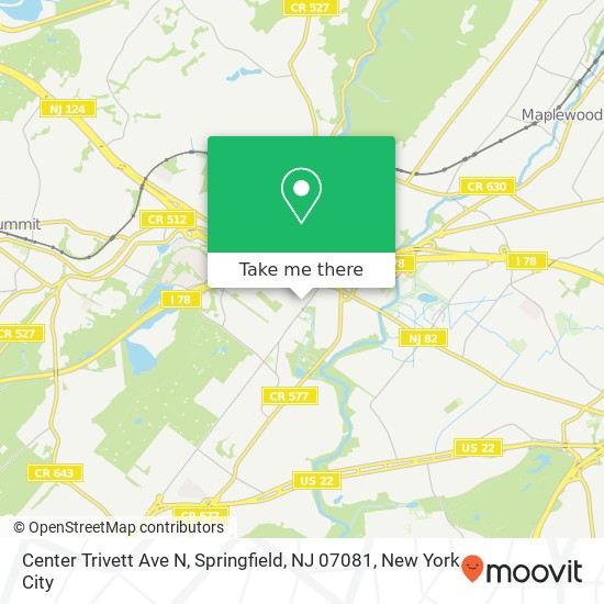 Center Trivett Ave N, Springfield, NJ 07081 map