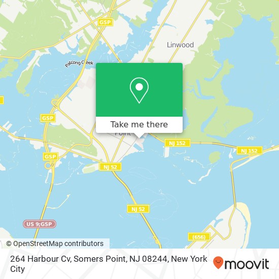 Mapa de 264 Harbour Cv, Somers Point, NJ 08244