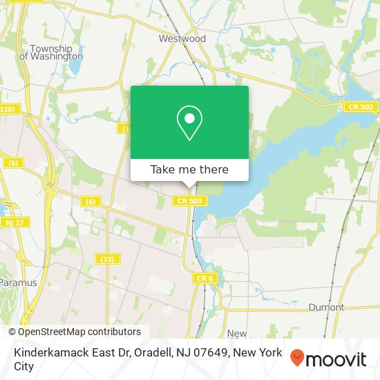 Mapa de Kinderkamack East Dr, Oradell, NJ 07649