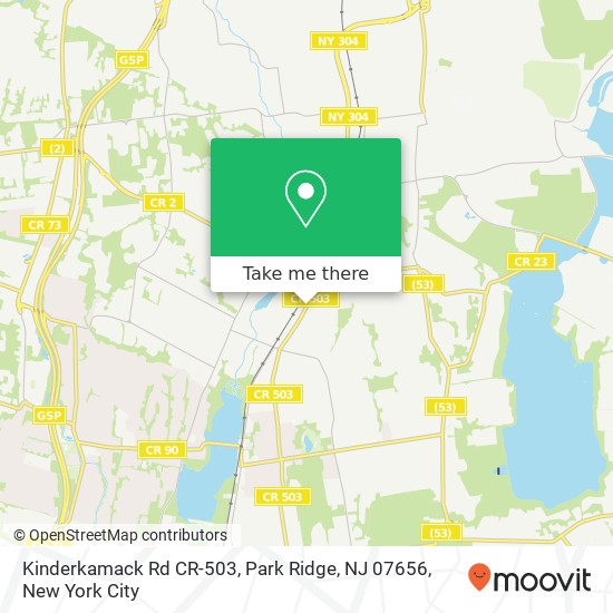 Mapa de Kinderkamack Rd CR-503, Park Ridge, NJ 07656