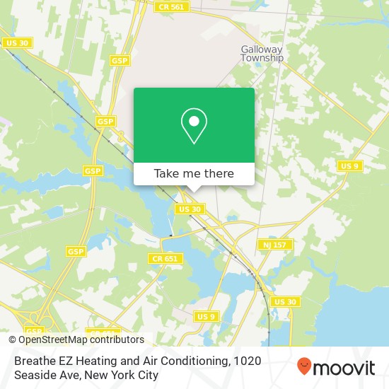Mapa de Breathe EZ Heating and Air Conditioning, 1020 Seaside Ave