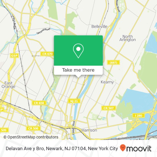 Mapa de Delavan Ave y Bro, Newark, NJ 07104