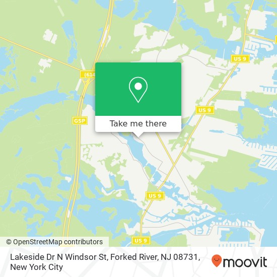 Mapa de Lakeside Dr N Windsor St, Forked River, NJ 08731