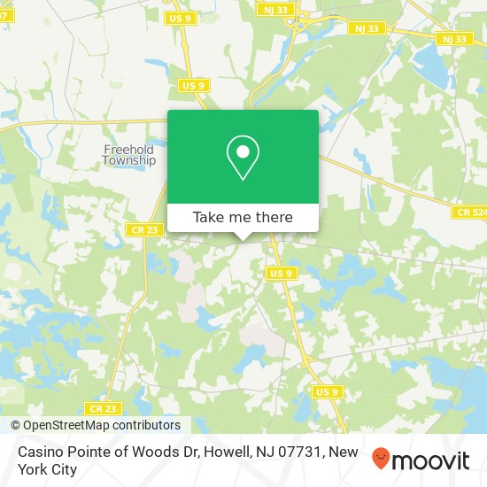 Mapa de Casino Pointe of Woods Dr, Howell, NJ 07731