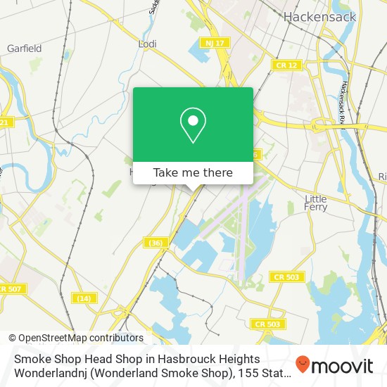 Smoke Shop Head Shop in Hasbrouck Heights Wonderlandnj (Wonderland Smoke Shop), 155 State RT 17 map