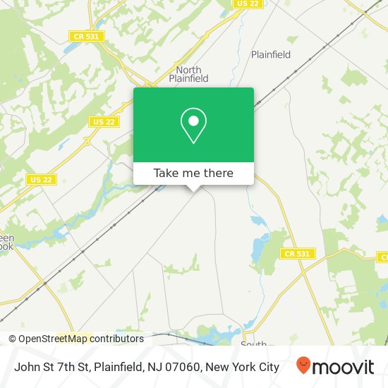 John St 7th St, Plainfield, NJ 07060 map