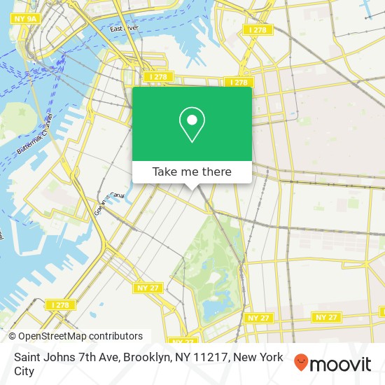 Mapa de Saint Johns 7th Ave, Brooklyn, NY 11217