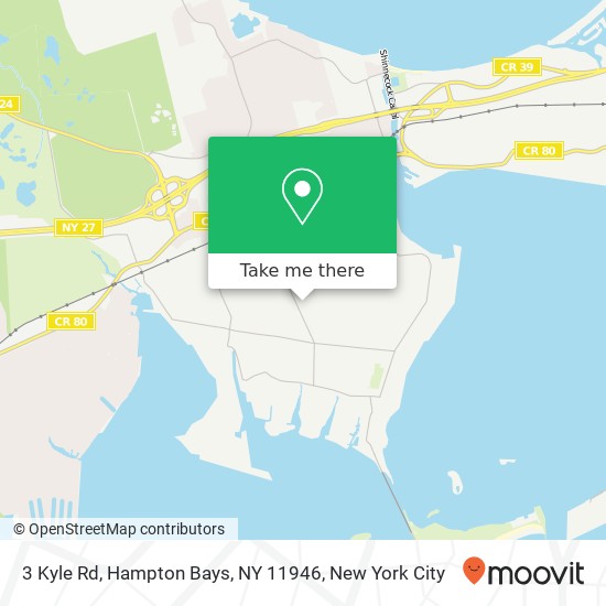 Mapa de 3 Kyle Rd, Hampton Bays, NY 11946