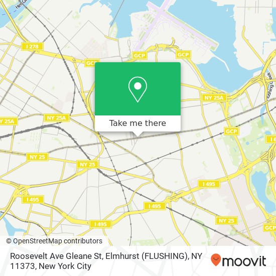 Mapa de Roosevelt Ave Gleane St, Elmhurst (FLUSHING), NY 11373
