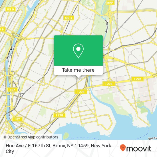 Mapa de Hoe Ave / E 167th St, Bronx, NY 10459