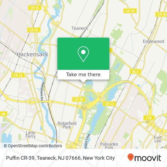 Mapa de Puffin CR-39, Teaneck, NJ 07666