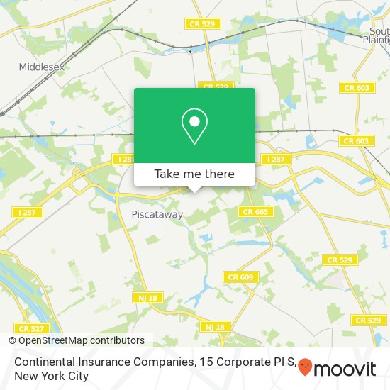 Continental Insurance Companies, 15 Corporate Pl S map