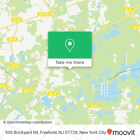 Mapa de 500 Brickyard Rd, Freehold, NJ 07728