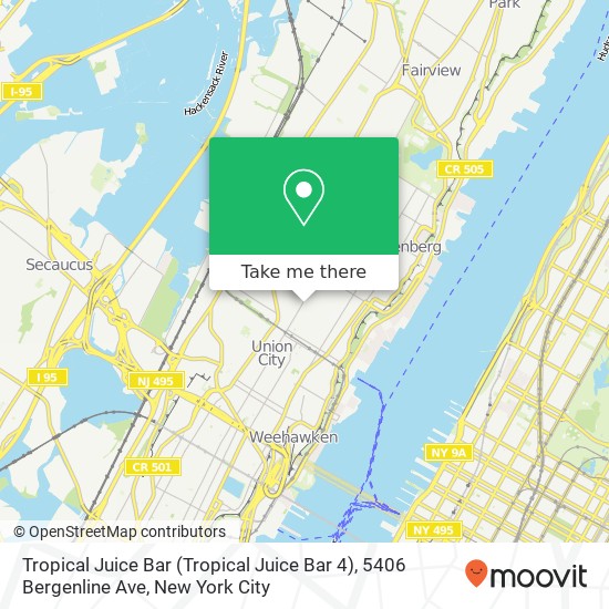 Mapa de Tropical Juice Bar (Tropical Juice Bar 4), 5406 Bergenline Ave
