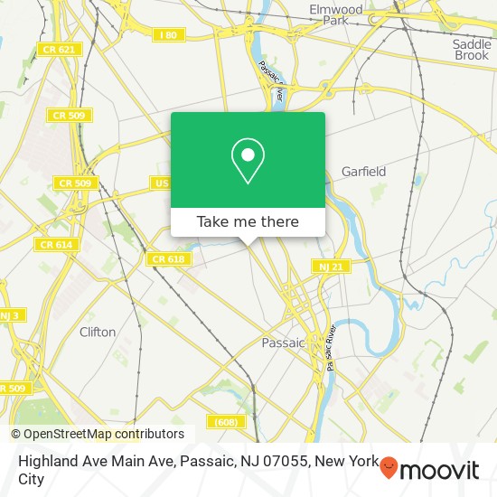 Highland Ave Main Ave, Passaic, NJ 07055 map