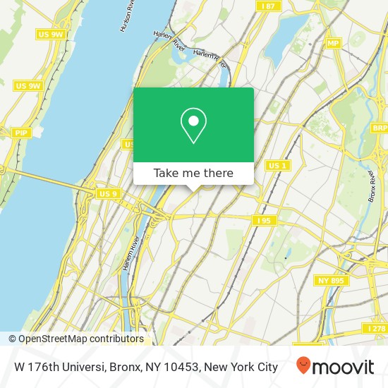 Mapa de W 176th Universi, Bronx, NY 10453