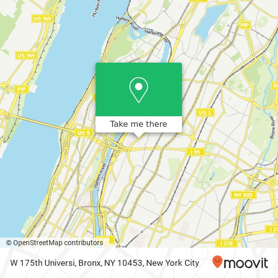 W 175th Universi, Bronx, NY 10453 map