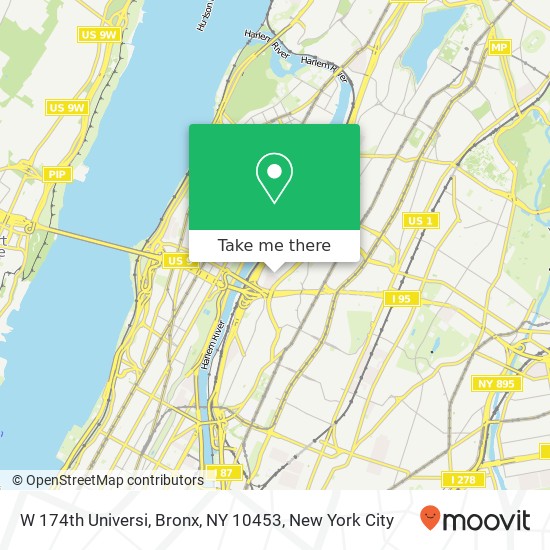 W 174th Universi, Bronx, NY 10453 map