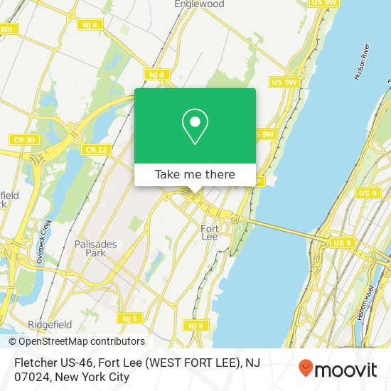 Mapa de Fletcher US-46, Fort Lee (WEST FORT LEE), NJ 07024