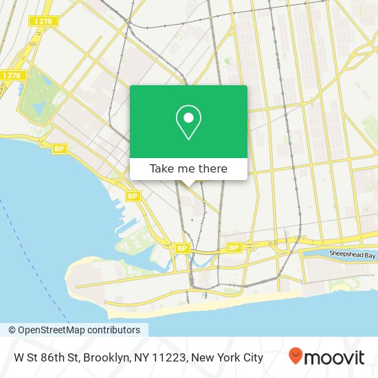 Mapa de W St 86th St, Brooklyn, NY 11223