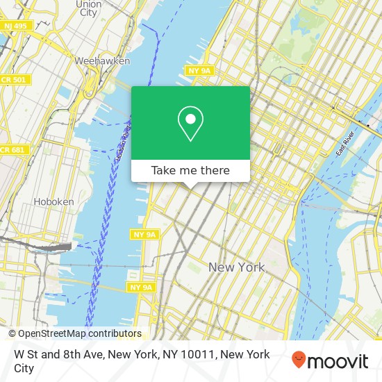 Mapa de W St and 8th Ave, New York, NY 10011