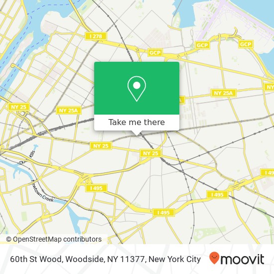 Mapa de 60th St Wood, Woodside, NY 11377