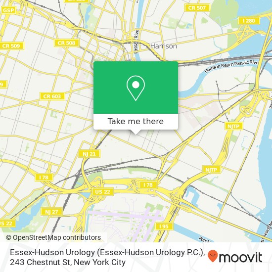 Essex-Hudson Urology (Essex-Hudson Urology P.C.), 243 Chestnut St map