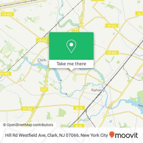Mapa de Hill Rd Westfield Ave, Clark, NJ 07066