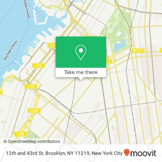 Mapa de 12th and 43rd St, Brooklyn, NY 11219