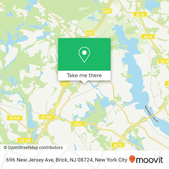 Mapa de 696 New Jersey Ave, Brick, NJ 08724