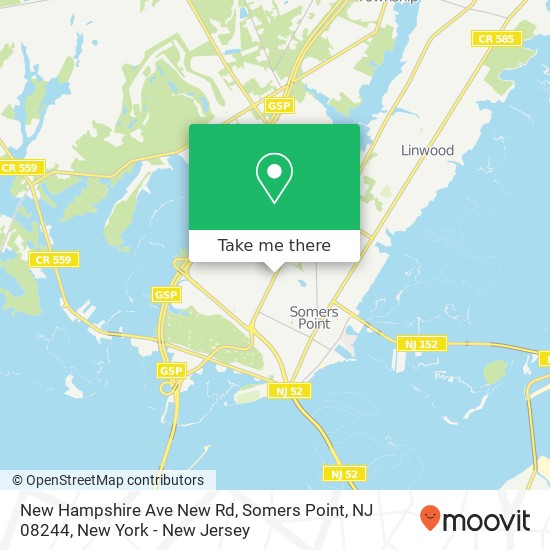 Mapa de New Hampshire Ave New Rd, Somers Point, NJ 08244