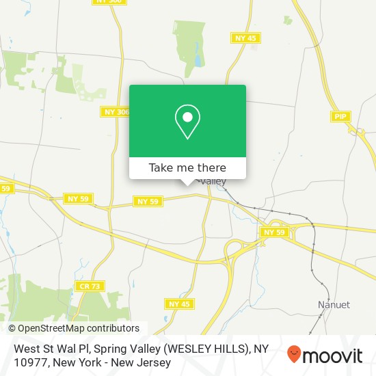 Mapa de West St Wal Pl, Spring Valley (WESLEY HILLS), NY 10977