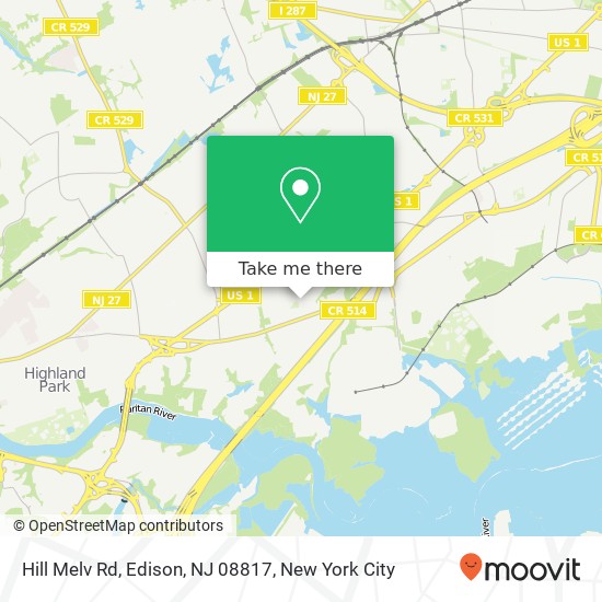 Mapa de Hill Melv Rd, Edison, NJ 08817