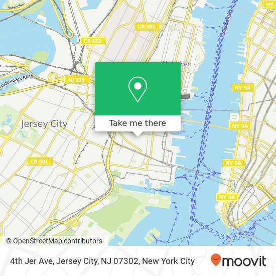 Mapa de 4th Jer Ave, Jersey City, NJ 07302