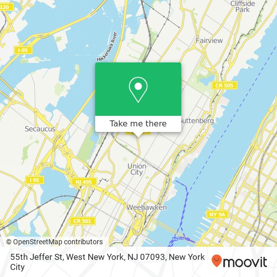Mapa de 55th Jeffer St, West New York, NJ 07093