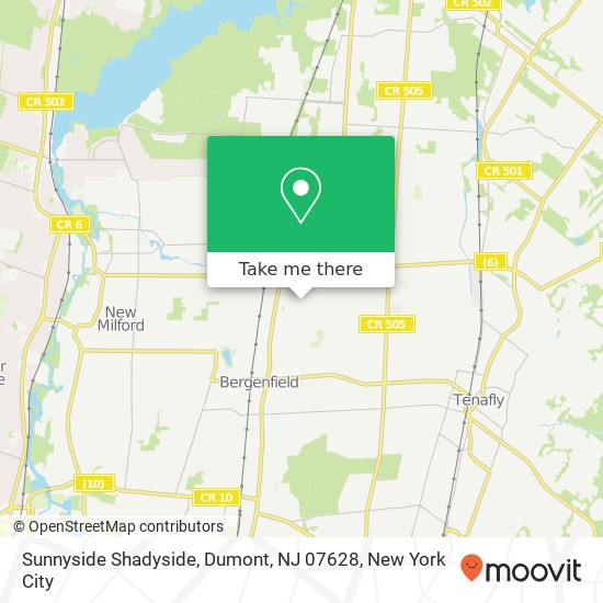 Mapa de Sunnyside Shadyside, Dumont, NJ 07628
