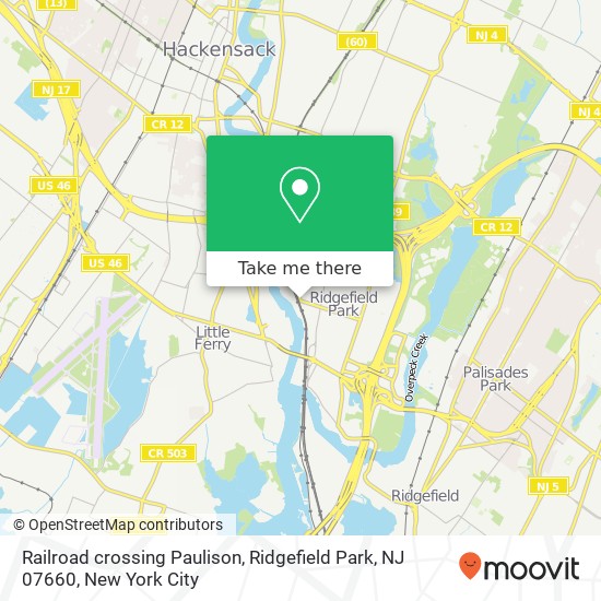 Railroad crossing Paulison, Ridgefield Park, NJ 07660 map