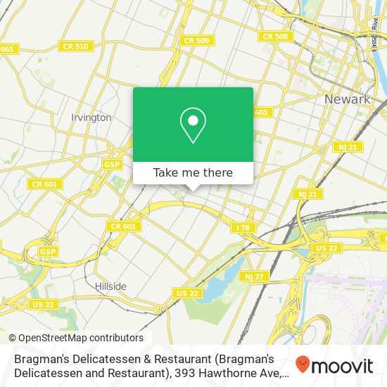Mapa de Bragman's Delicatessen & Restaurant (Bragman's Delicatessen and Restaurant), 393 Hawthorne Ave