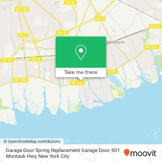 Mapa de Garage Door Spring Replacement Garage Door, 901 Montauk Hwy