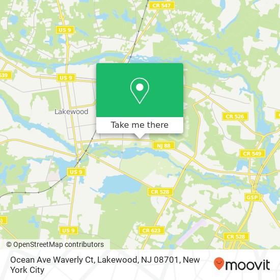 Mapa de Ocean Ave Waverly Ct, Lakewood, NJ 08701