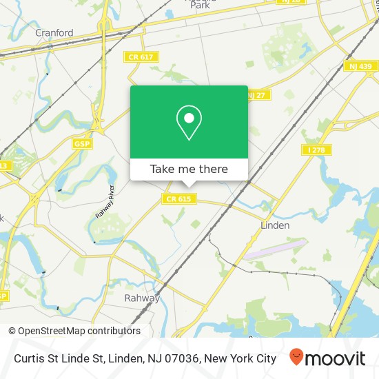 Mapa de Curtis St Linde St, Linden, NJ 07036