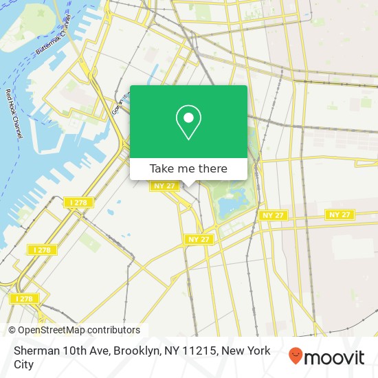 Mapa de Sherman 10th Ave, Brooklyn, NY 11215