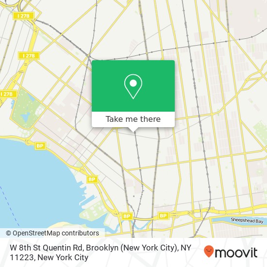 Mapa de W 8th St Quentin Rd, Brooklyn (New York City), NY 11223