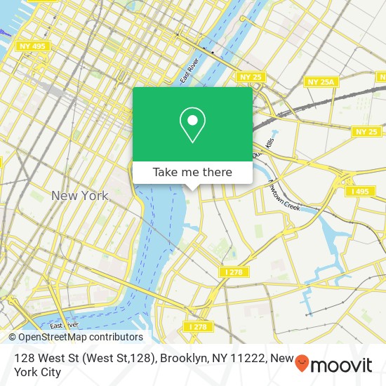Mapa de 128 West St (West St,128), Brooklyn, NY 11222